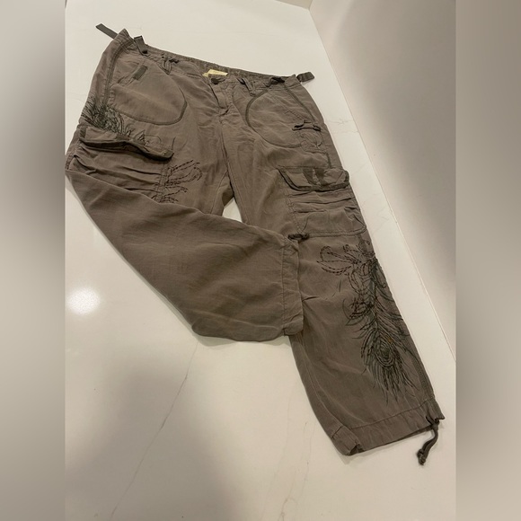 DaNang Da Nang Army Cargo Capris Crop Pants Women's M Embroidered Embroidery - Picture 1 of 10